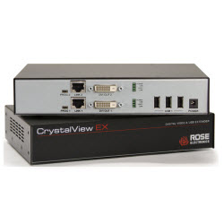 CrystalView EX6 Multi-Head, Dual Head KVM Extender, 2xDVI, 1xUSB2.0, 1920×1200, CAT5e, 330Ft, 100m