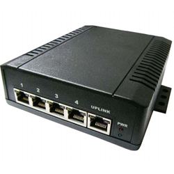 5-port Gigabit PoE Switch+Extender, 48VDC input, 4x 802.3bt compliant PoE output, operation temperature -40C~+70C, Fanless